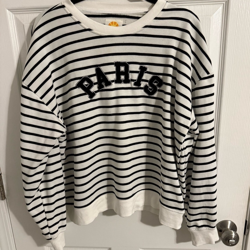 C&C California Black and White Striped Sweater